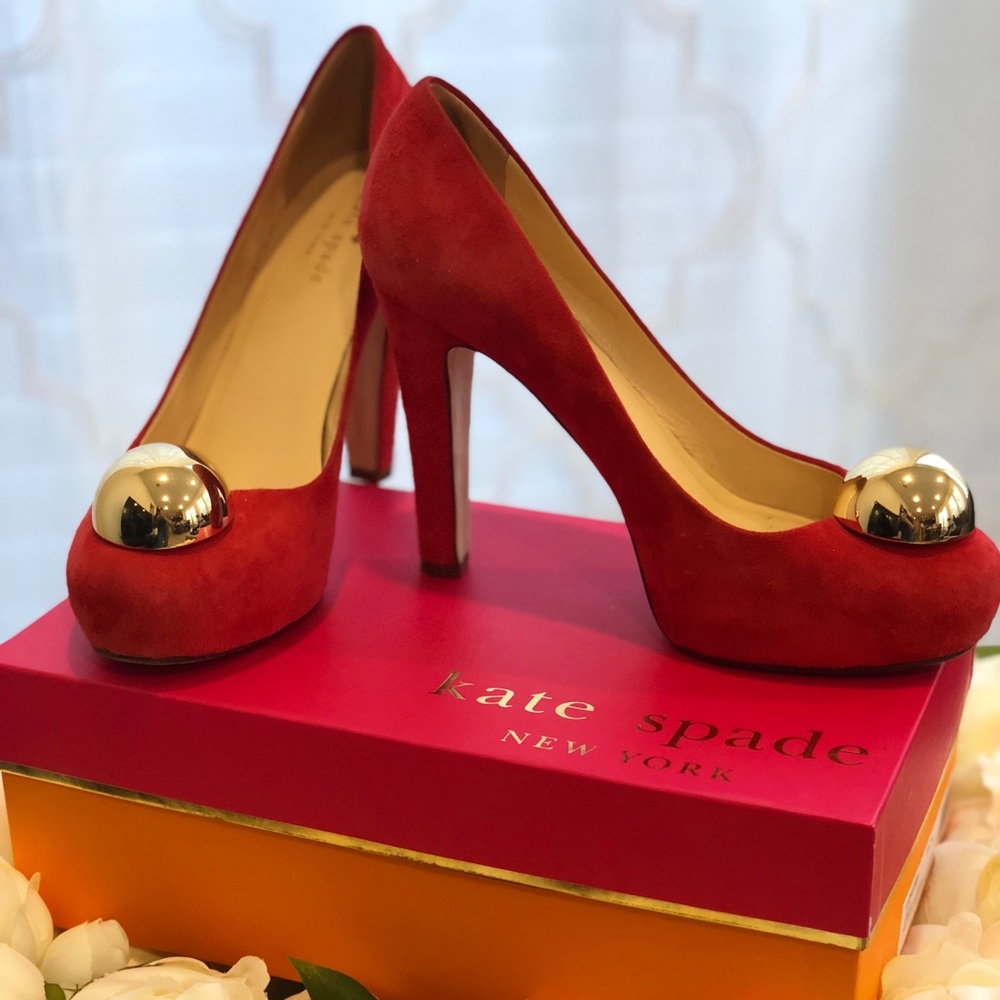 Kate Spade Lingo Pump in Red Suede Size 8.5M